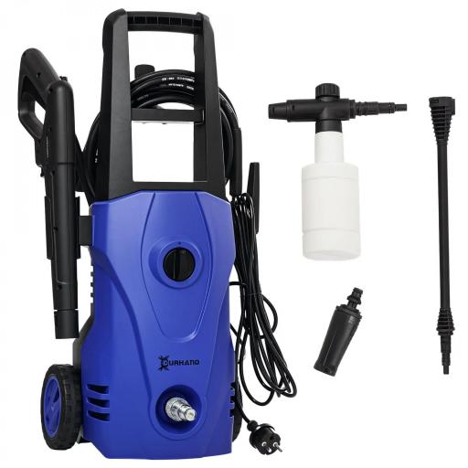 Hidrolimpiadora 1600W Caudal 432 L/h Bomba de Aluminio Presión de 130 Bar Manguera 6m Incluye Cepillo 23.5x27x68 cm Azul [9]