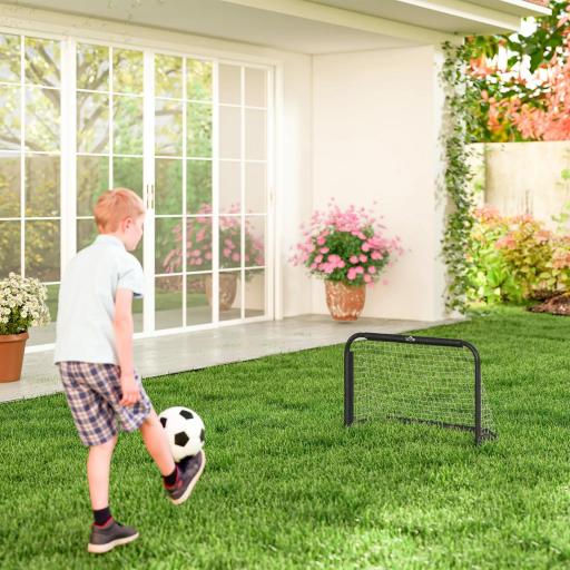 Mini Porterías de Fútbol Plegables Set de 2 Porterías de Exterior para Niños y Adultos 90x36x60 cm Negro [7]