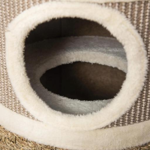 Tonel Rascador para Gatos con 3 Niveles Barril de Rascado con Plataforma Cama Cómoda Ø37,5x70 cm Marrón Claro y Beige [7]