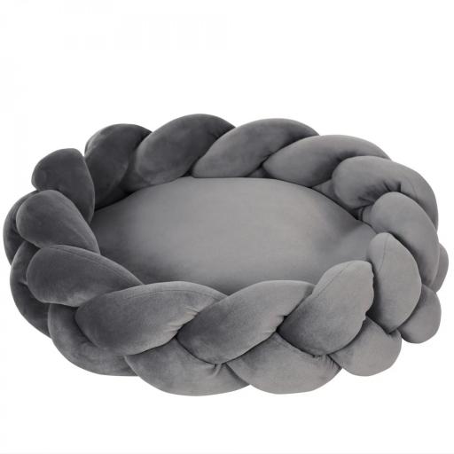 Cama para Perros Pequeños Cama para Mascotas Lavable con Cojín Independiente y Cuerda de Algodón 55x55x14 cm Gris [9]