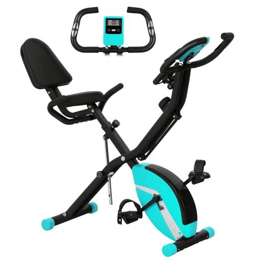 Bicicleta Estática Plegable Silenciosa con Resistencia Magnética Monitor LCD y Bandas para Brazos 43x97x109 cm Verde [9]