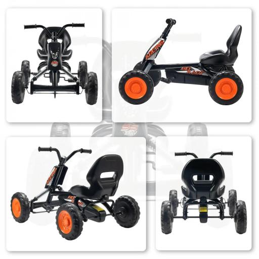 Kart Pedales Go Kart con Ruedas PP Marco de Acero Carga 30 kg para Niños y Niñas de 2-5 Años Negro [7]