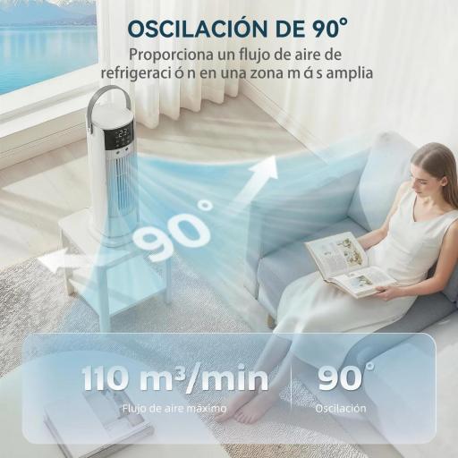 Ventilador de Escritorio con Niebla Luz RGB3 Velocidades Oscilación de 90° Temporizador de 10H Control Remoto Blanco [5]