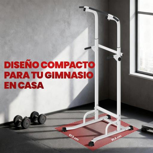 Barra de Dominadas Altura Regulable Estación de Fondos Resistente para Gimnasio en Casa Entrenamiento de Fuerza Blanco [3]