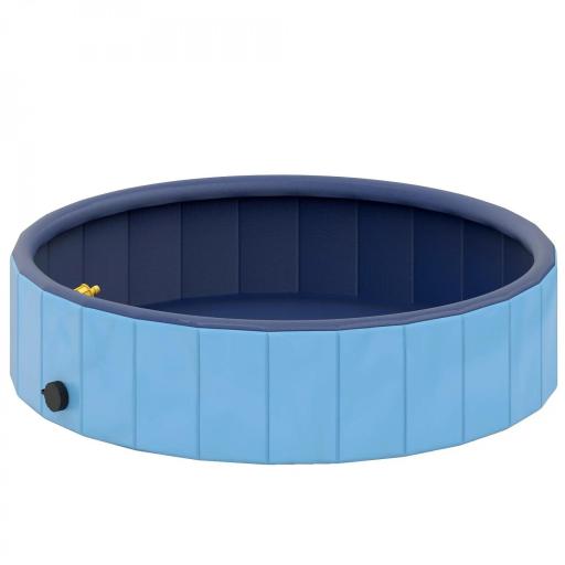 Piscina para Perros Medianos y Pequeños Plegable con Aspersor de PVC Antideslizante Resistente Ø100x30 cm Azul Claro [9]