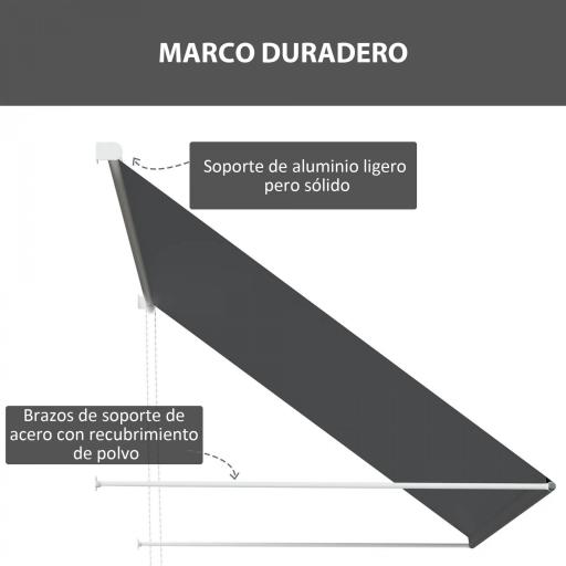 Toldo Retráctil de Exterior con Marco de Aluminio Ángulo de Inclinación Ajustable Anti-UV 150x120 cm Gris Oscuro [3]