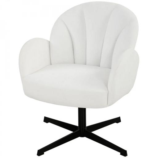 Sillón de Salón Giratorio Butaca de Salón Tapizada Terciopelo con Respaldo en Forma de Concha Cojín con Resortes Crema [8]