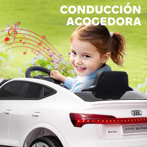 Coche de Batería para Niños 12V Audi E-tron con Mando a Distancia Faros Bocina Música Velocidad 3-5 km/h Blanco [2]
