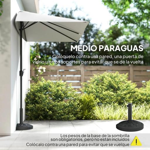 Sombrilla Rectangular 230x130x245 cm Parasol para Pared Media Sombrilla con Manivela Protección UV 30+ Impermeable Sombrilla para Balcón Terraza Jardín Crema [3]
