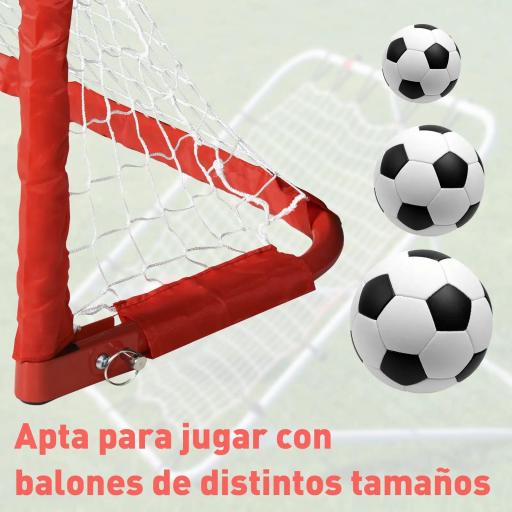 Mini Porterías de Fútbol Plegables Set de 2 Porterías de Exterior para Niños y Adultos 90x36x60 cm Rojo [5]
