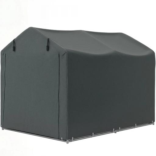 Carpa de Jardín Exterior para Herramientas Bicicletas 2,2x1,57x1,65 m con Puerta con Cremallera Impermeable Gris Oscuro [9]