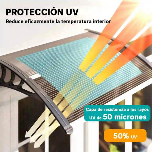 Marquesina Exterior para Puerta y Ventana 75x100 cm contra Sol y Lluvia con Soporte de Aleación de Aluminio Marrón [2]