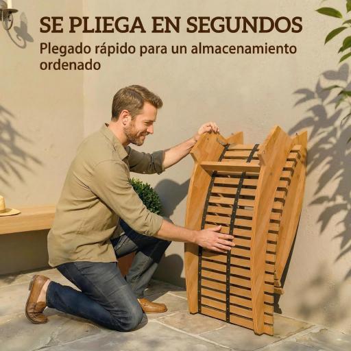 Conjunto de 2 Sillas Mecedoras de Jardín de Madera Ergonómica Plegable con Diseño Listonado 60x156x77 cm Natural [6]