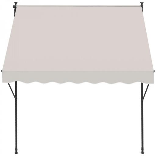 Toldo Manual Retráctil 200x175x210-310 cm Ajustable con Manivela Protección Solar UV40+ para Balcón Terraza Crema [9]