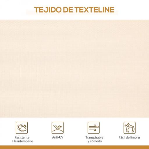 Columpio de Jardín Exterior de 3 Plazas con Toldo Reclinable Respaldo Transpirable Marco de Acero 175x118x159 cm Beige [3]