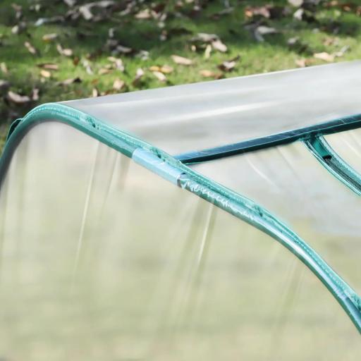 Invernadero para Jardín Terraza 395x100x80 cm para Cultivo de Plantas Tipo Túnel Marco Acero y PVC Transparente y Verde [6]