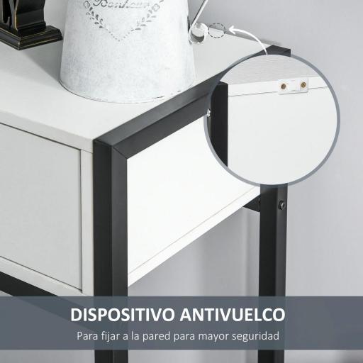 Mesa de Entrada con 2 Cajones y Pies Ajustables Estilo Moderno para Pasillo Salón 120x34x81 cm Blanco y Negro [6]