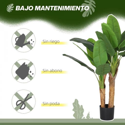 Planta Artificial Bananera de 120 cm con Maceta y 15 Hojas Realistas Planta Tropical Sintética para Decoración Interior [3]