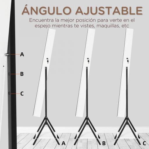 Espejo Joyero de Pie Cuerpo Entero Ajustable en Ángulo Armario de Joyería con Estante Inferior Cerradura Magnética Ranuras y Cajas para Joyas 47x36x157 cm Blanco y Negro [7]