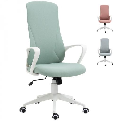 Silla de Oficina Giratoria Altura Ajustable con Reposabrazos Función de Basculante Respaldo Alto 62x56x110-119,5cm Verde [8]