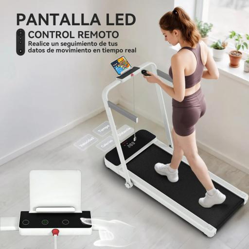 Cinta de Correr Plegable Inclinado Debajo del Escritorio con 2.5HP 0-12 KM/H Pantalla LED Control Remoto y Soporte [3]