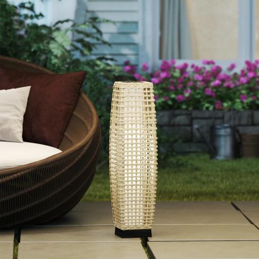 Lámpara Solar de Jardín de Ratán Sintético con Luces LED Encendido/Apagado Automático 21x21x78 cm Natural [6]