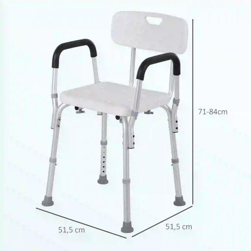 Silla para Ducha Taburete de Ducha Antideslizante con Altura Ajustable y Reposabrazos Regulable Carga 136 kg [6]