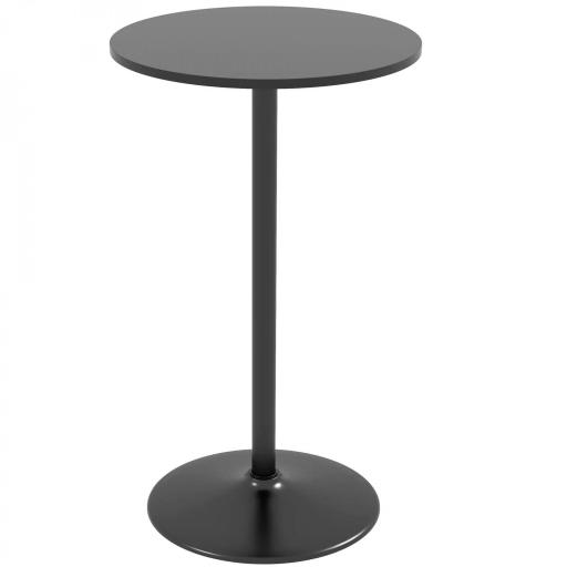 Mesa Alta de Bar Redonda Mesa de Cocina Moderna con Encimera Laminada y Marco de Acero para 2 Personas Ø60x102 cm Negro [9]