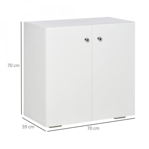 Aparador de Salón con 2 Puertas Armario Auxiliar con 2 Estantes para Libros Ropa Juguetes Estilo Moderno 70x39x70 cm Blanco [1]