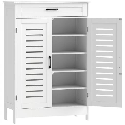 Armario para Zapatos con Puertas de Rejilla Cajón y Estantes Ajustables para 20 Pares de Zapatos 78x37x115,8 cm Blanco [9]