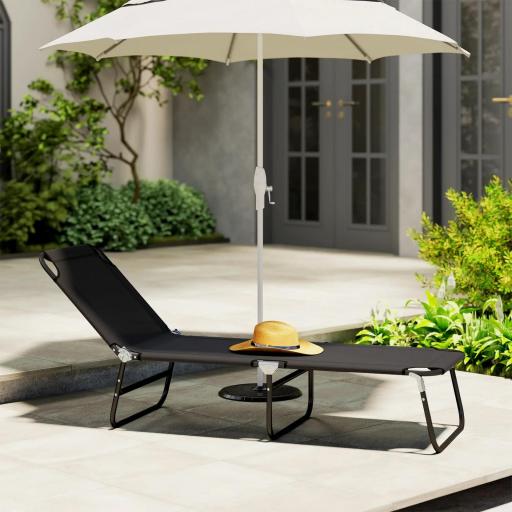 Tumbona Plegable Reclinable con Ángulo Ajustable de 5 Posiciones para Jardín Exterior Piscina Terraza Camping Carga 120 kg 188x56x28 cm Negro [5]