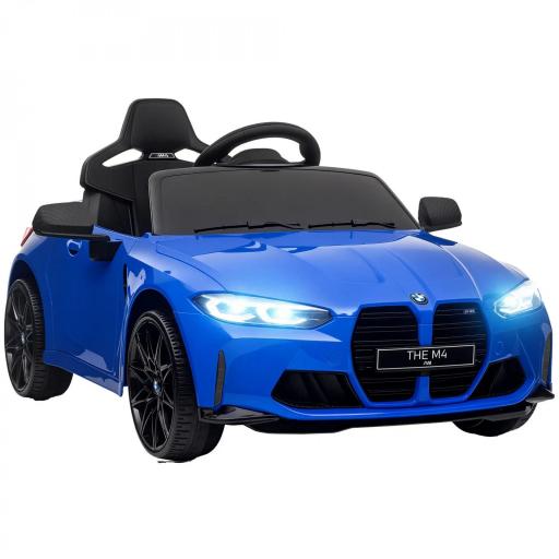 Coche de Batería para Niños 12V BMW M4 con Mando a Distancia Faros Bocina Música Velocidad 3-5 km/h Azul [9]