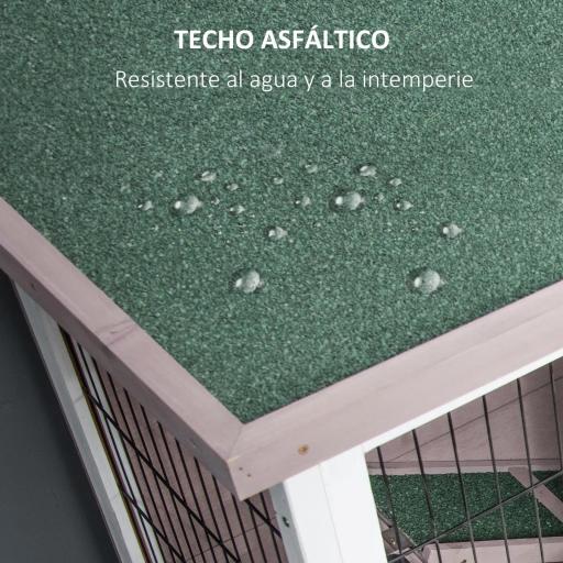 Conejera de Madera Exterior de 2 Niveles Jaula para 1-2 Conejos con Techo Abrible Comedero Bandejas Extraíbles Rampa y Puertas con Cerradura 122x50x101 cm Marrón [5]