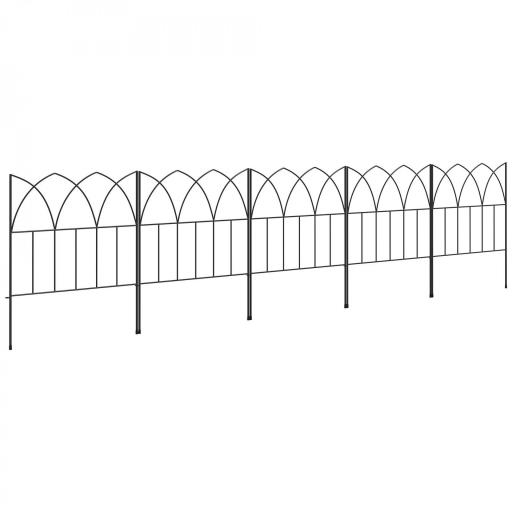 Set de 5 Vallas Decorativas para Jardín de Metal 205x45,5 cm Combinación Libre Barrera para Animales Negro [8]