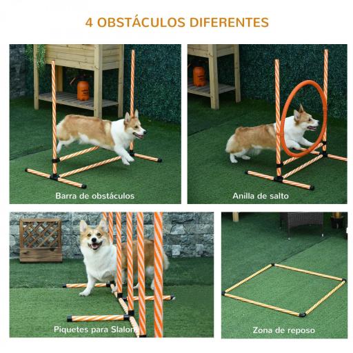 Set Agility para Entrenamiento de Perros con Slalom Obstáculos Ajustables Silbato y Bolsa de Transporte [8]