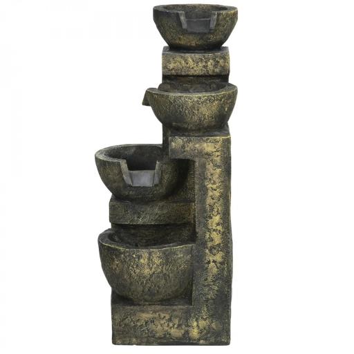 Fuente de Agua en Cascada de 4 Niveles 5W con Bomba de Agua y Salida de Agua Ajustable 25x24x60 cm Multicolor [5]