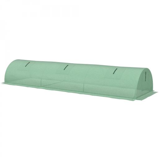 Invernadero Pequeño para Cultivo de Plantas con 5 Ventanas Marco de Acero y Cubierta de PE Anti-UV 300x80x45 cm Verde [8]
