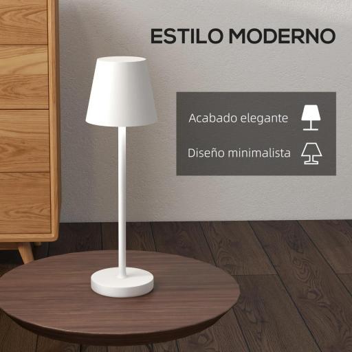 Lámpara de Mesita de Noche con Luces LED Lámpara de Mesa Inalámbrica USB-C Recargable 3 Colores Ø11,2x36,5 cm Blanco [4]