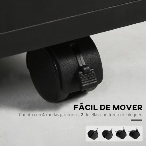 Cajonera de Oficina Móvil con Cajón y Armario con Ruedas Soporte de Impresora para Estudio 40x35x60 cm Negro [4]