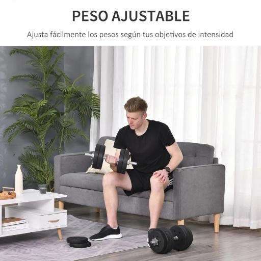 Conjunto de Mancuernas Ajustables de 30kg Juego de Pesas con Discos de 2,5/1,5 kg y Barras de Conexión de 2 kg Kit de Entrenamiento para Gimnasio en Casa [4]