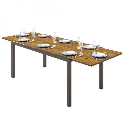 Mesa de Comedor Exterior Extensible de 160-240 cm para 6-8 Personas Mesa de Jardín Rectangular para Terraza Marrón [9]