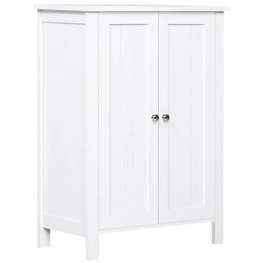 Armario de Baño con 2 Puertas y 2 Estantes Ajustables Interiores Mueble Auxiliar de Almacenaje 60x30x80 cm Blanco [9]