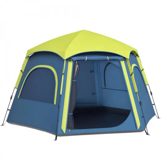 Tienda de Campaña para 4 Personas con Fácil Montaje Protección UV y Bolsa de Transporte 280x240x155 cm Azul [8]