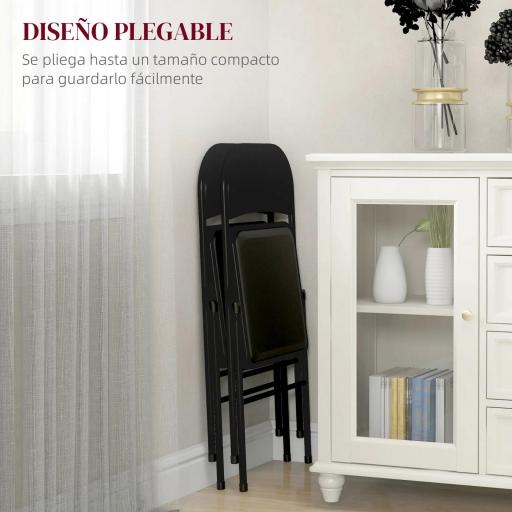 Juego de 2 Sillas Abatibles con Respaldo y Estructura de Acero para Oficina Estudio 45x46x78 cm Negro [4]