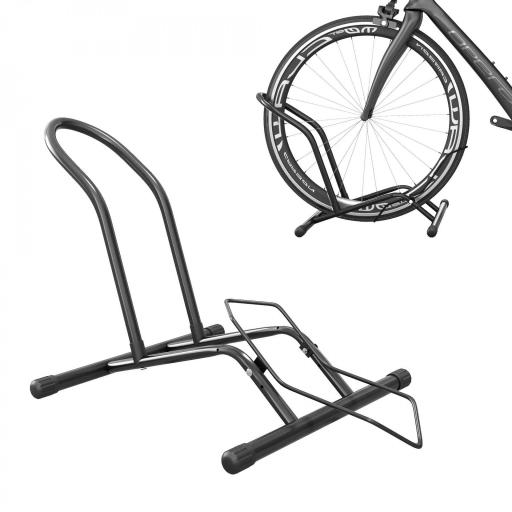 Soporte para Bicicletas de Acero Aparca Bicis de Suelo Portátil para Interior y Exterior 59x41x38 cm Negro [3]