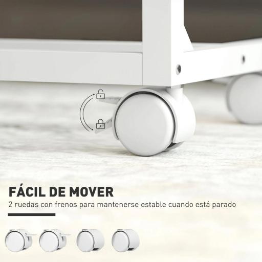 Mesa Auxiliar con Ruedas Altura Ajustable Superficie Inclinable y Marco de Metal 55x36x62,5-82,5 cm Roble [7]