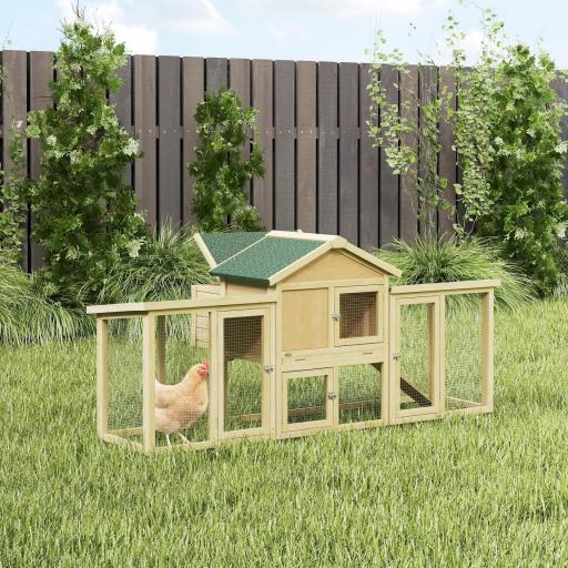 Gallinero para Exterior Grande de Madera 204x85x93 cm con Caja de Anidación Corral Bandeja Extraíble y Percha Natural [6]