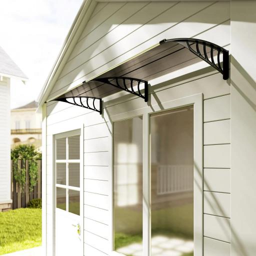 Marquesinas Exterior para Puertas y Ventanas 200x96 cm con Soporte de Aleación de Aluminio PP Policarbonato Marrón [7]