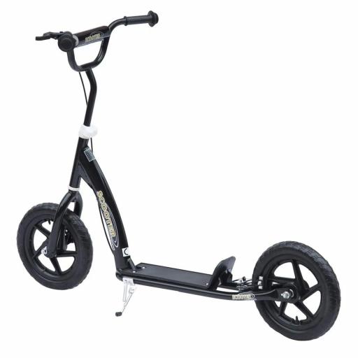 Patinete para Niños de 5-12 Años Scooter de 2 Ruedas Grandes de 12 Pulgadas con Freno y Manillar Ajustable en Altura Carga Máx. 50 kg 120x52x80-88 cm Negro [9]