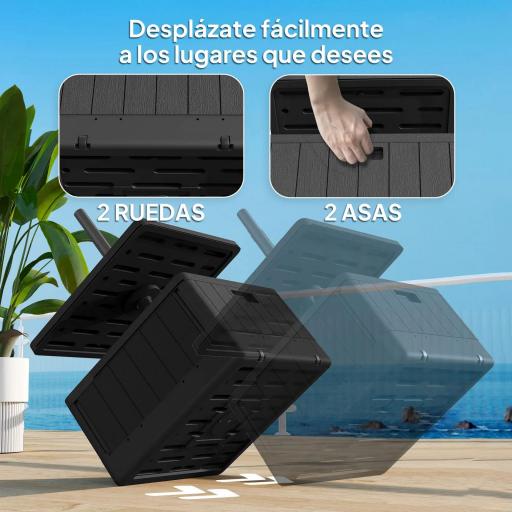 Base para Sombrilla Exterior 3 en 1 Mesa Auxiliar Ajustable Macetero Soporte de Parasol Rellenable Arena 80 kg Negro [7]
